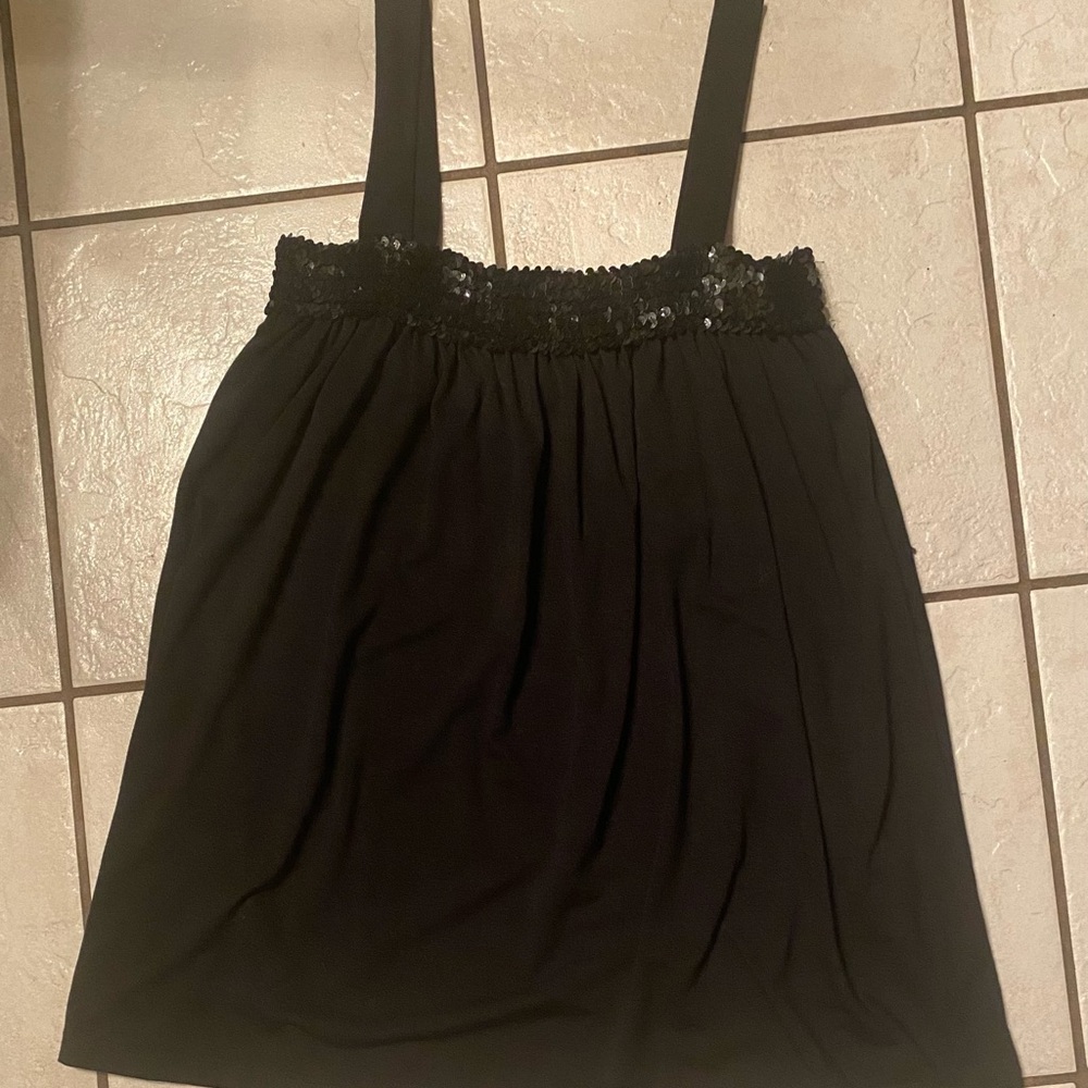 Urban Behavior Women's Sequence Trim Sleeveless Baby Doll Top Size M Black Y2K